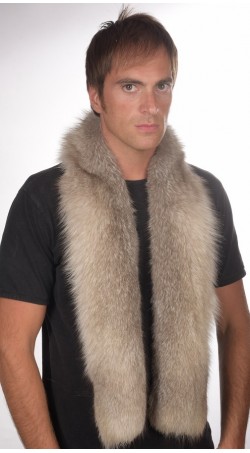 Men's grey fox fur scarf